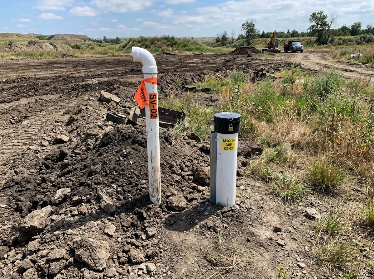 Soil boring and monitoring well installed as part of an active bioremediation project at a contaminated site