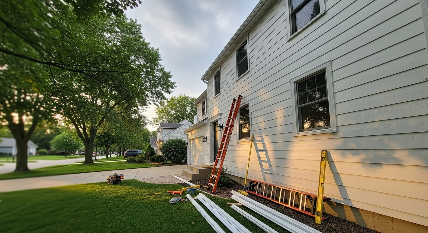 New vinyl siding installed on residential home exterior